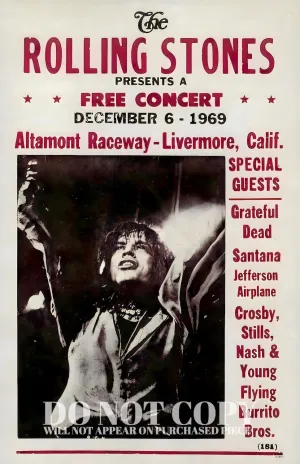 The Rolling Stones Altamont Concert Poster 11 X 17 - Legendary 1969 Music Festival Artwork - Gimme Shelter - Rock and Roll - Rare Art Print