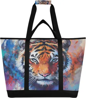 Tiger Reusable Insulated Cooler Bag with Ice Pack Compartment - Large 47L Waterproof Thermal Grocery Tote for Picnic Beach Camping Lunch Storage