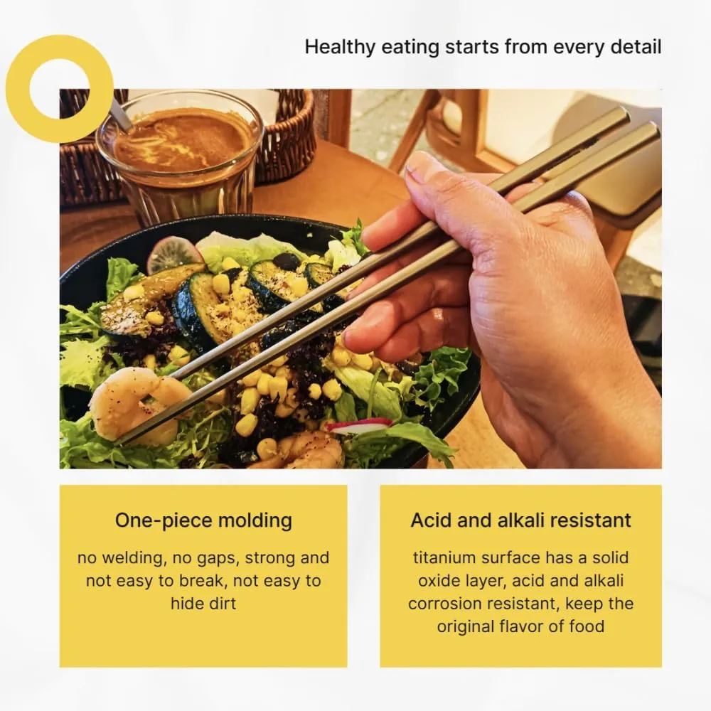 Titanium Flatware Portable Lightweight Cutlery Set Pure Titanium Spoon Spork Knife Chopsticks Includes Keyhole for Easy Storage EDC Tableware (4)