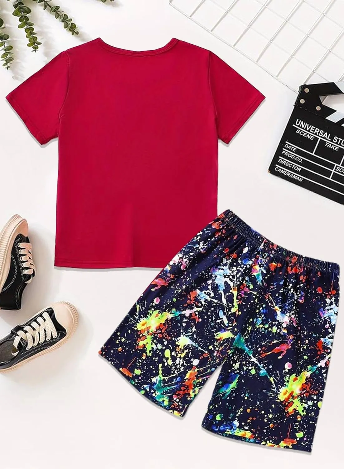 Toddler Baby Boys Color Block Outfits - Cute Long Shorts Tee Casual Sweatshirt Contrast Pants Summer Clothes Set