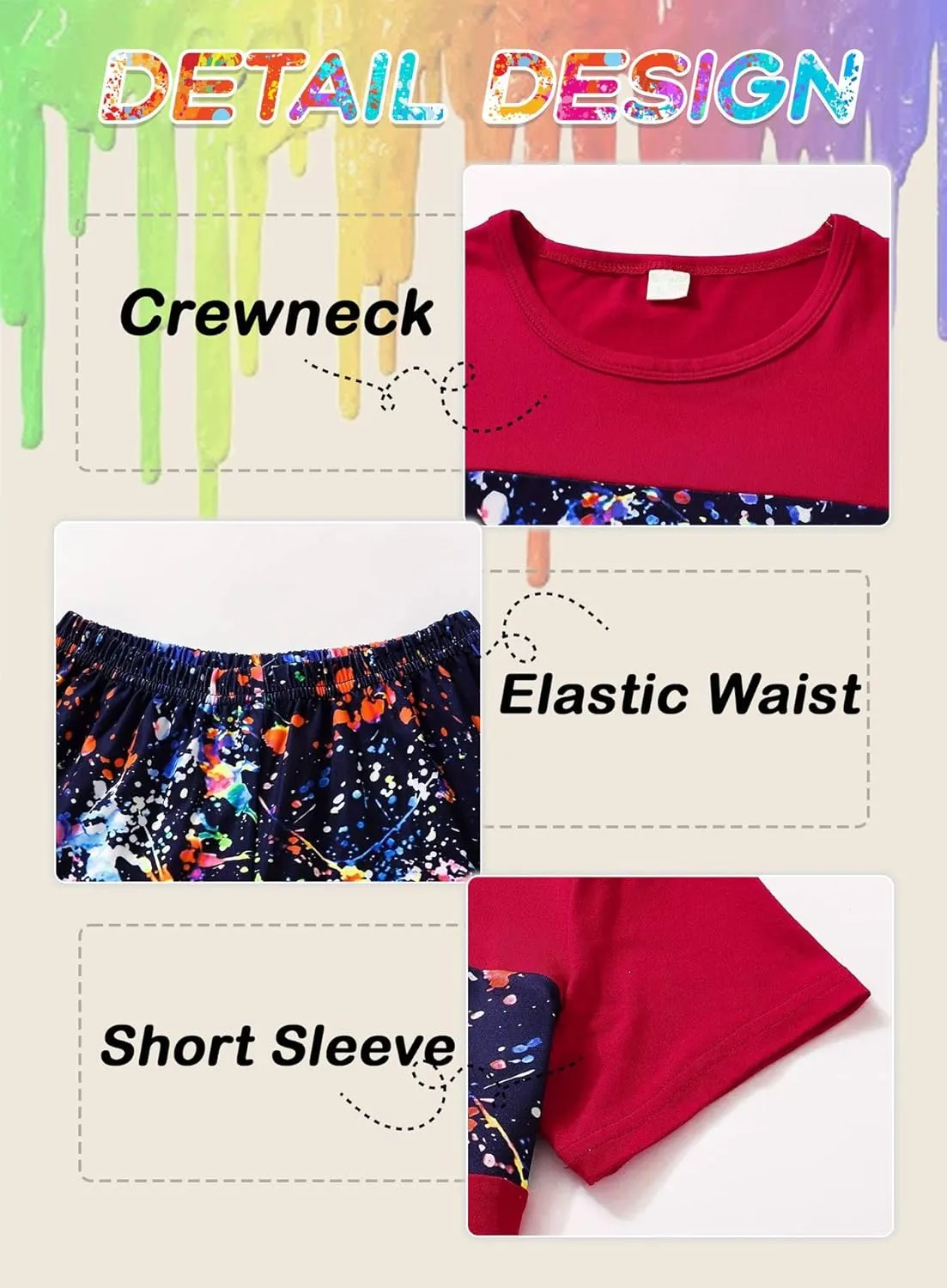 Toddler Baby Boys Color Block Outfits - Cute Long Shorts Tee Casual Sweatshirt Contrast Pants Summer Clothes Set