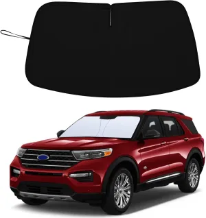 TOPINSTALL Precise Size Foldable Sunshade for 2020-2025 Ford Explorer SUV, ST XLT, Limited, Platinum Accessories, Front Window Sun Protector with Storage Bag Thicker Windshield Sun Shade
