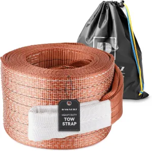 Tow Strap Heavy Duty 100000 lbs 30ft - Recovery Towing Rope 55 US Tons 9m for Tractors and Dump Trucks