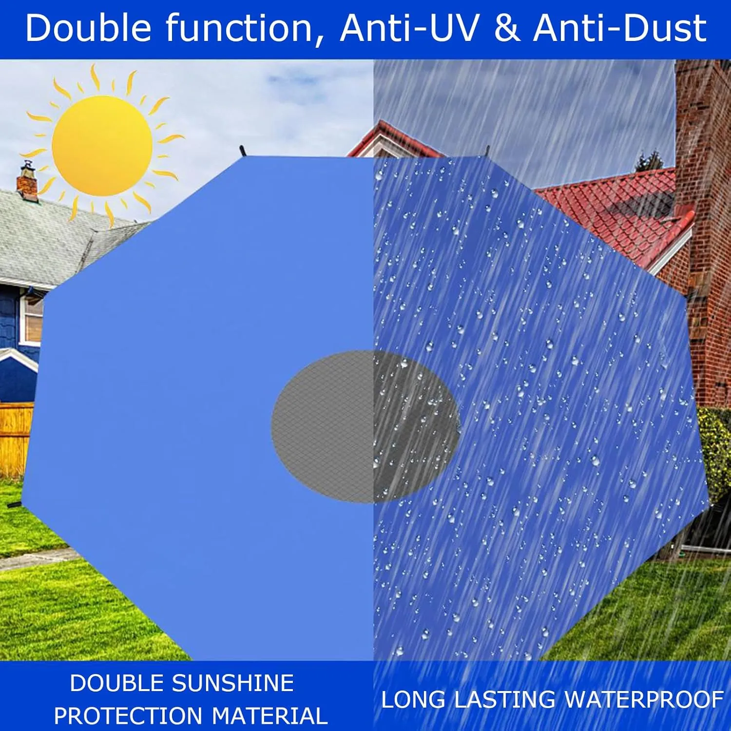 Trampoline Shade Cover, Sun-Protection Anti-UV Trampolines Canopy Accessories, Easy to Install for Outdoor Backyard Playground