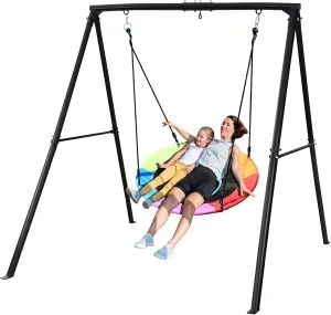 Trekassy 440lbs Swing Set with 40 Inch Saucer Tree Swing and Heavy Duty A-Frame Metal Stand (Multicolor)