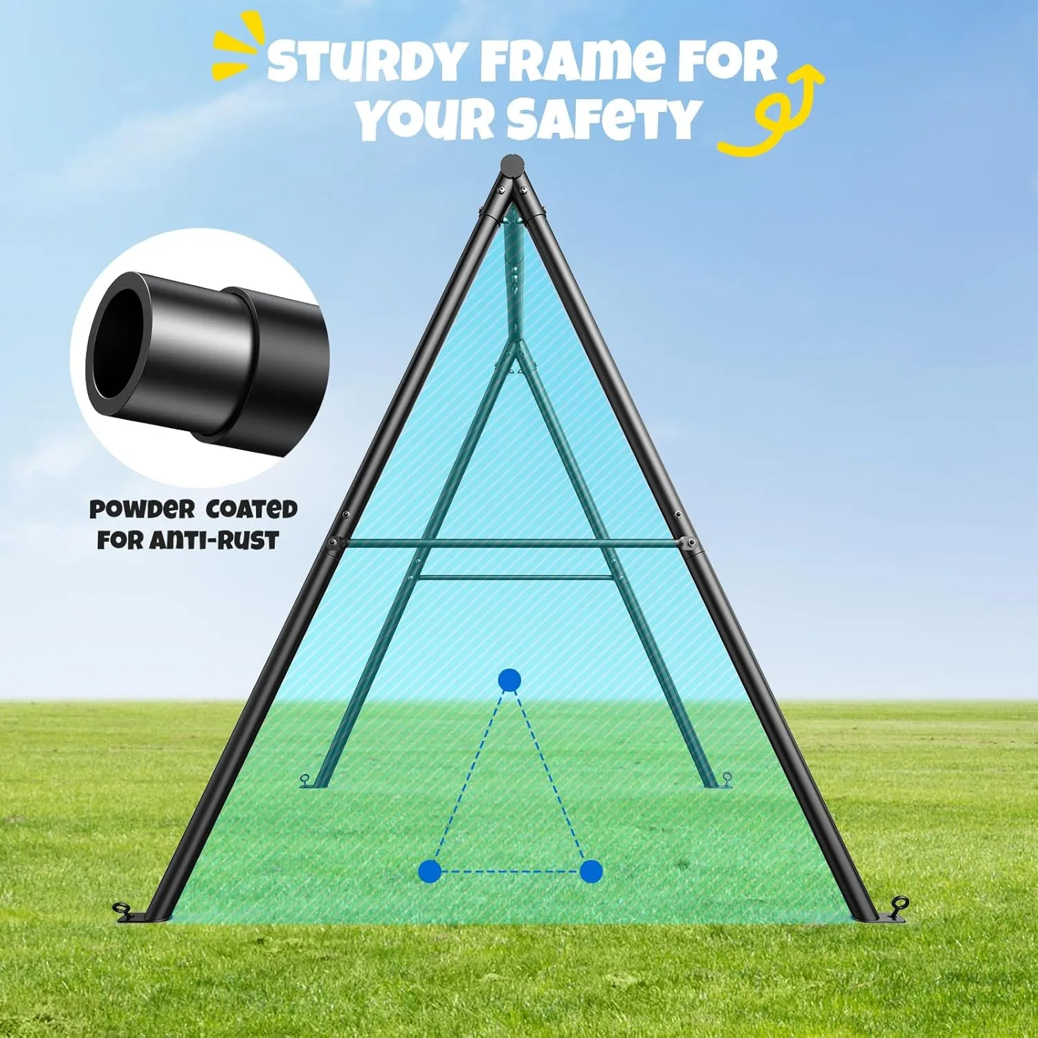 Trekassy 440lbs Swing Set with 40 Inch Saucer Tree Swing and Heavy Duty A-Frame Metal Stand (Multicolor)