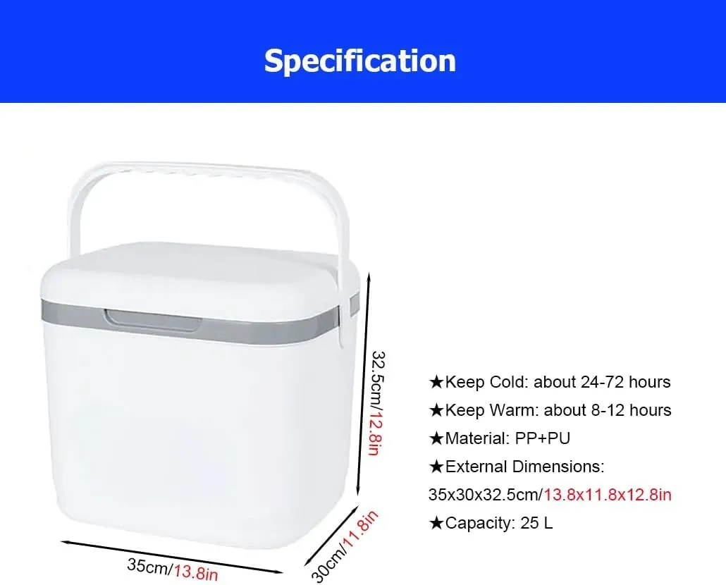 Triple-Layered Insulated Drybox Cooler and Small Hard Shell Lunchbox with Airtight Lid for Home Camping Travel Finshing Beach