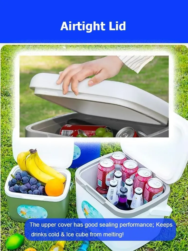 Triple-Layered Insulated Drybox Cooler and Small Hard Shell Lunchbox with Airtight Lid for Home Camping Travel Finshing Beach
