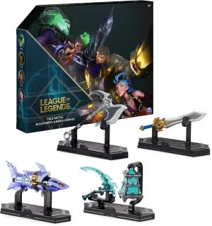 True Metal Weaponry 4-Pack, Thresh, Darius, Jinx, Exclusive Garen Diecast Collectibles with Display Bases, First Edition
