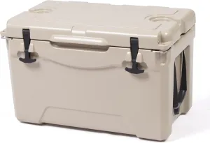 TRY & DO Ultra-Light Camping Coolers, 50 Quart High Performance Hard Cooler, Portable Ice Chest Box for Drink, Beverage, Beach, Camping, Picnic, Fishing, Boat, Barbecue, Light Brown