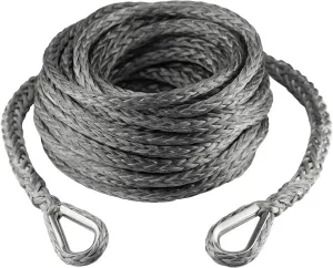 Ucreative 3/8 Inch x 50 Feet Synthetic Winch Rope Extension 26,500 Lbs for Off Road Vehicle ATV UTV SUV Gray
