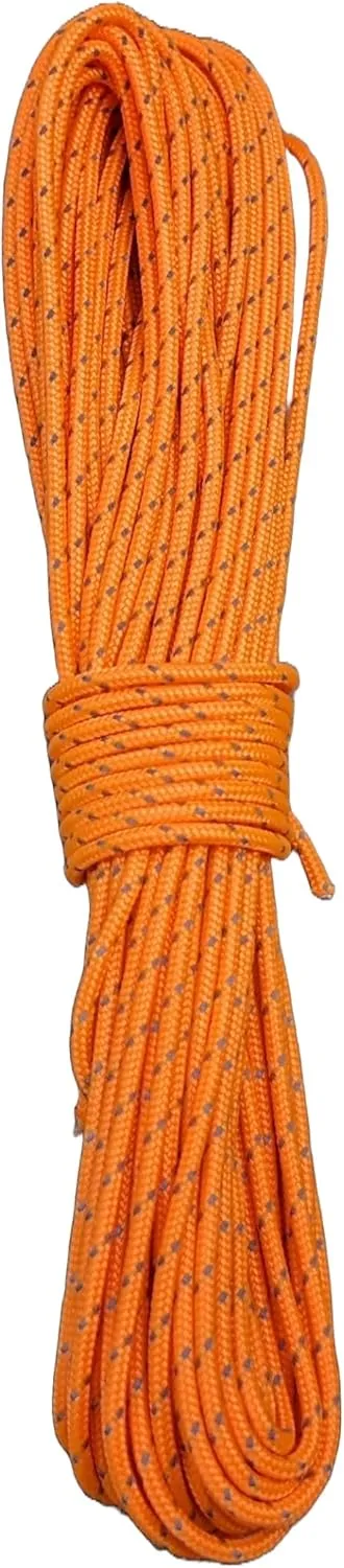 Ultra Light Dyneema Reflective Orange Rope 1/16 Inch Diameter | 440lbs Breaking Strain | Tent Guy Guide Rope | Suitable for Sailing, Dinghy, Yachting, Cruising, Racing - 60 Feet