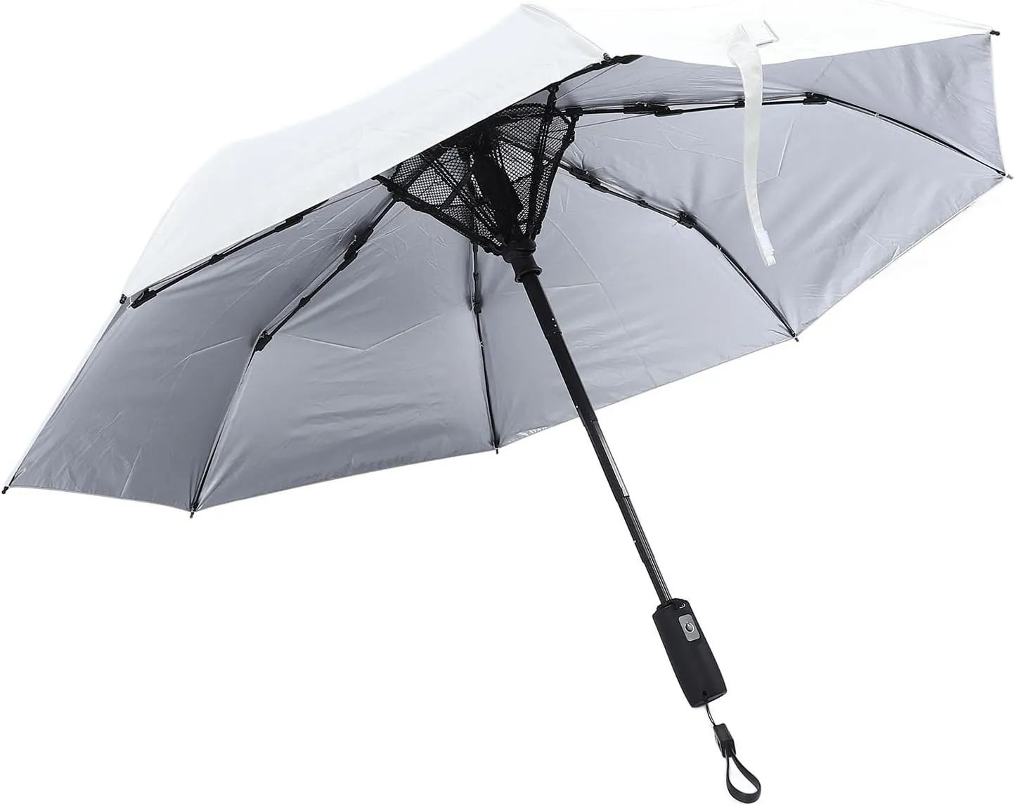 Umbrella With Fan, Sun Umbrella For Chair UPF 50 Rain Umbrella USB Rechargeable Sun Cooling Umbrella With Built In Fan Small Personal Fan Folding Compact Umbrella For Hot Day