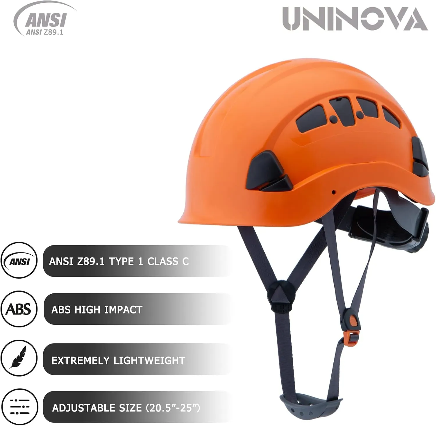 UNINOVA Safety Hard Hat - ANSI Z89.1 Approved Helmet Adjustable - 6-Point Ratchet Suspension & OSHA Hardhats