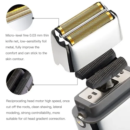 Updated 2-pack Shaver Replacement Foil and Cutters for Ba bylis PRO Double FXFS2 Metal shaver foil replacement, Silver