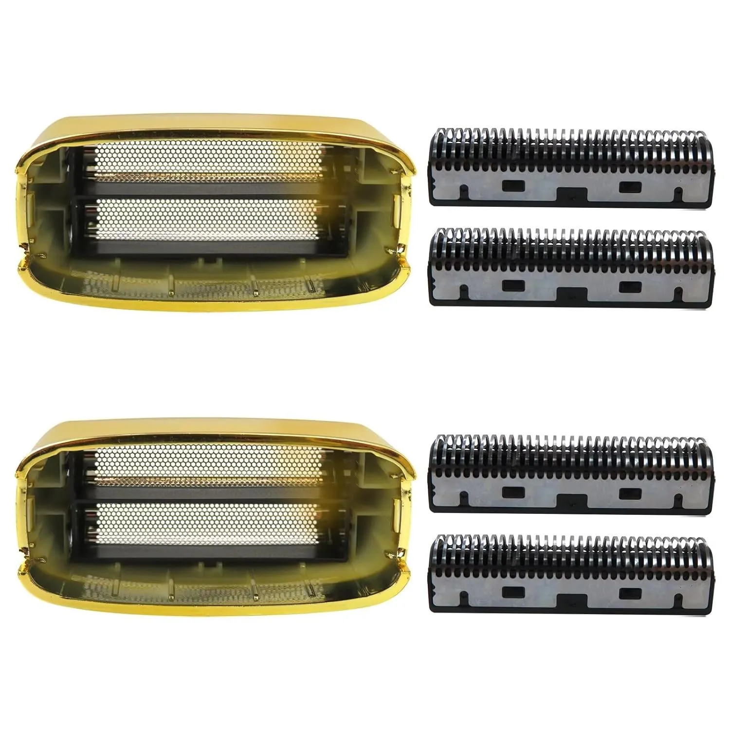 Upgraded 2 Pcs Replacement Foil and Cutters for PRO Double Foil Shaver, Replacement Foil for PRO FXFS2 Shaver, (Gold)