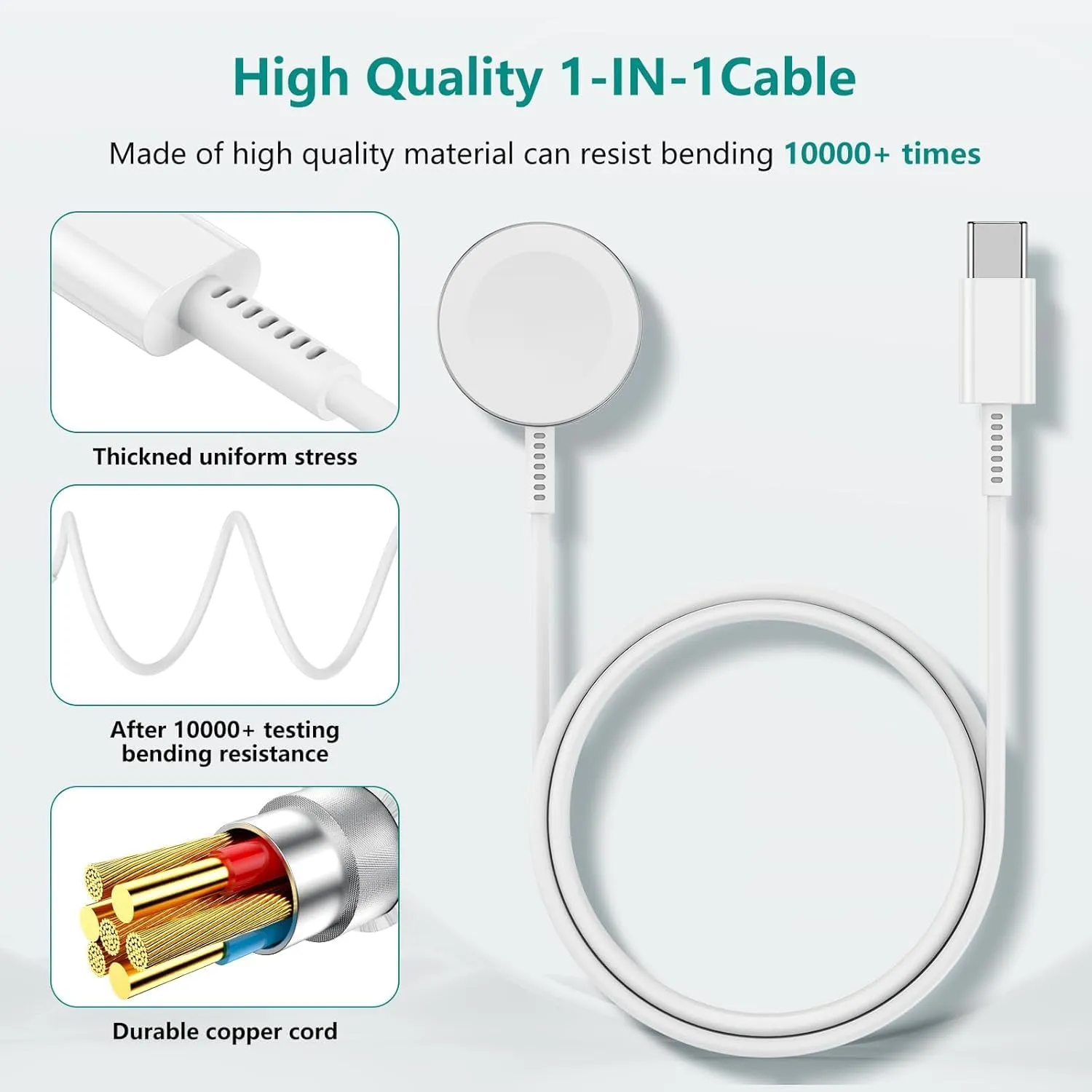 Upgraded Apple Watch Charger, iPhone Watch Charger, Magnetic iWatch Fast Charger to USB C Cable 6ft with USB C Charger Block for iWatch Series Ultra/9/8/7/6/SE/SE2/5/4/3