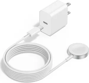 Upgraded Apple Watch Charger, iPhone Watch Charger, Magnetic iWatch Fast Charger to USB C Cable 6ft with USB C Charger Block for iWatch Series Ultra/9/8/7/6/SE/SE2/5/4/3