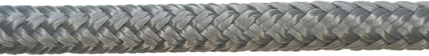 USA Rope Premium Double Braid Polyester Cord 1/4" Average Tensile Strength 2,031 lbs. Marine, Industrial, Rigging, Winch, Equestrian, Boating & More (Grey, 1/4" x 50ft. Hank)
