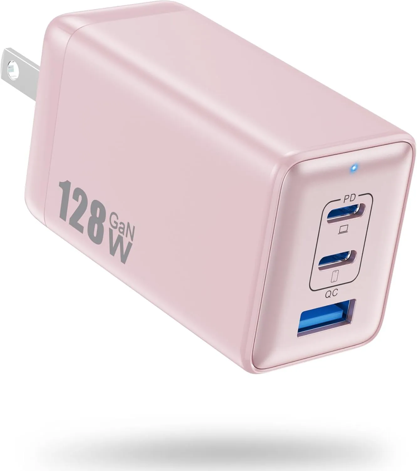 USB C Charger 128W Wall Charger,(GaN III) 3 Port Fast Charging Station,65W Foldable Wall Charging Adapter for MacBook Pro/Air,HP,ThinkPad,Dell XPS,iPhone 15/14,Pro,iPad Pro/Air,Galaxy S23,Steam Deck
