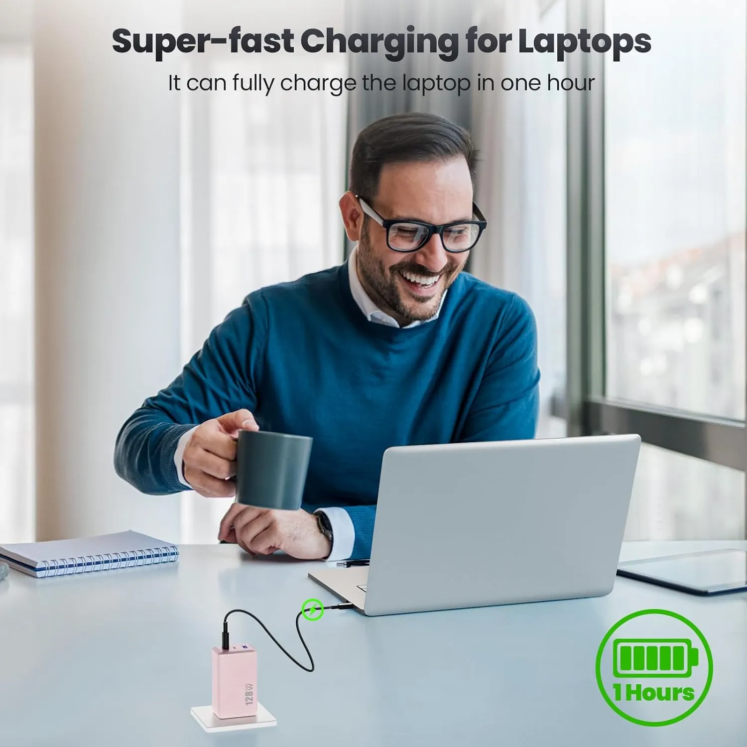 USB C Charger 128W Wall Charger,(GaN III) 3 Port Fast Charging Station,65W Foldable Wall Charging Adapter for MacBook Pro/Air,HP,ThinkPad,Dell XPS,iPhone 15/14,Pro,iPad Pro/Air,Galaxy S23,Steam Deck