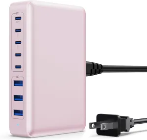 USB C Charger 300W USB C Charger Block GaN IV 8-Port Fast Charging Station Hub,Upgraded PD 100W USB Laptop Desktop Chargers Adapter for MacBook Pro/Air,DELL,Steam Desk,iPhone 16/15/14,Galaxy S25-Peach