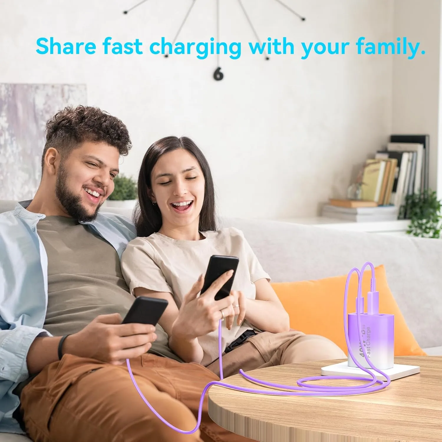USB C Charger Block, 2Pack 40W 4 Ports Type C Fast Phone Charging Cubes PD USBC Wall Plug QC 3.0 USB A Charger Power Brick Box for iPhone 16/15/14/13/12/11 Pro Max, Galaxy,Gradient Purple Blue
