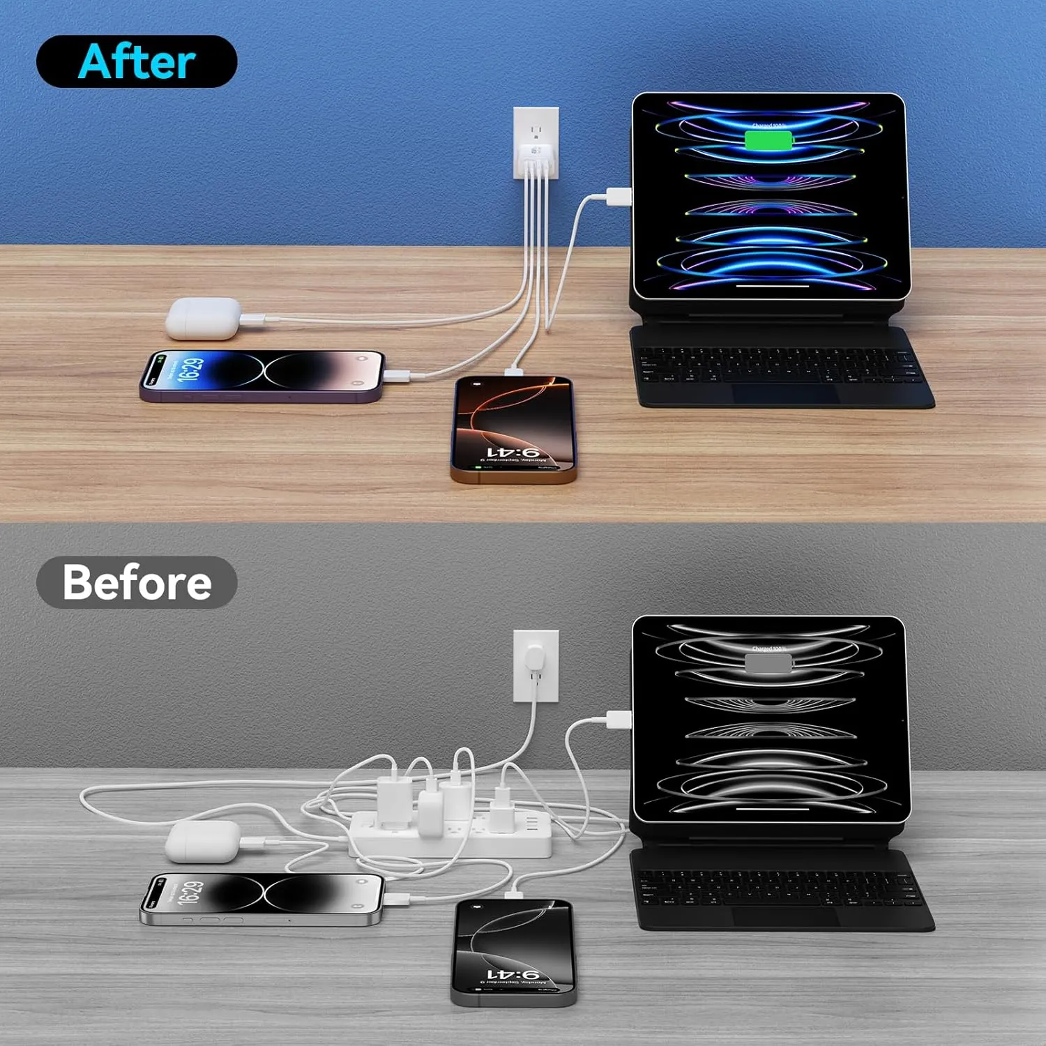 USB C Charger Block, 3Pack 40W 4 Ports Type C Fast Phone Charging Cubes PD 3.0 Wall Plug  QC 3.0 USB A Charger Power Brick Box for iPhone 16/15/14/13/12/11 Pro Max, iPad, Galaxy, Pixel,White