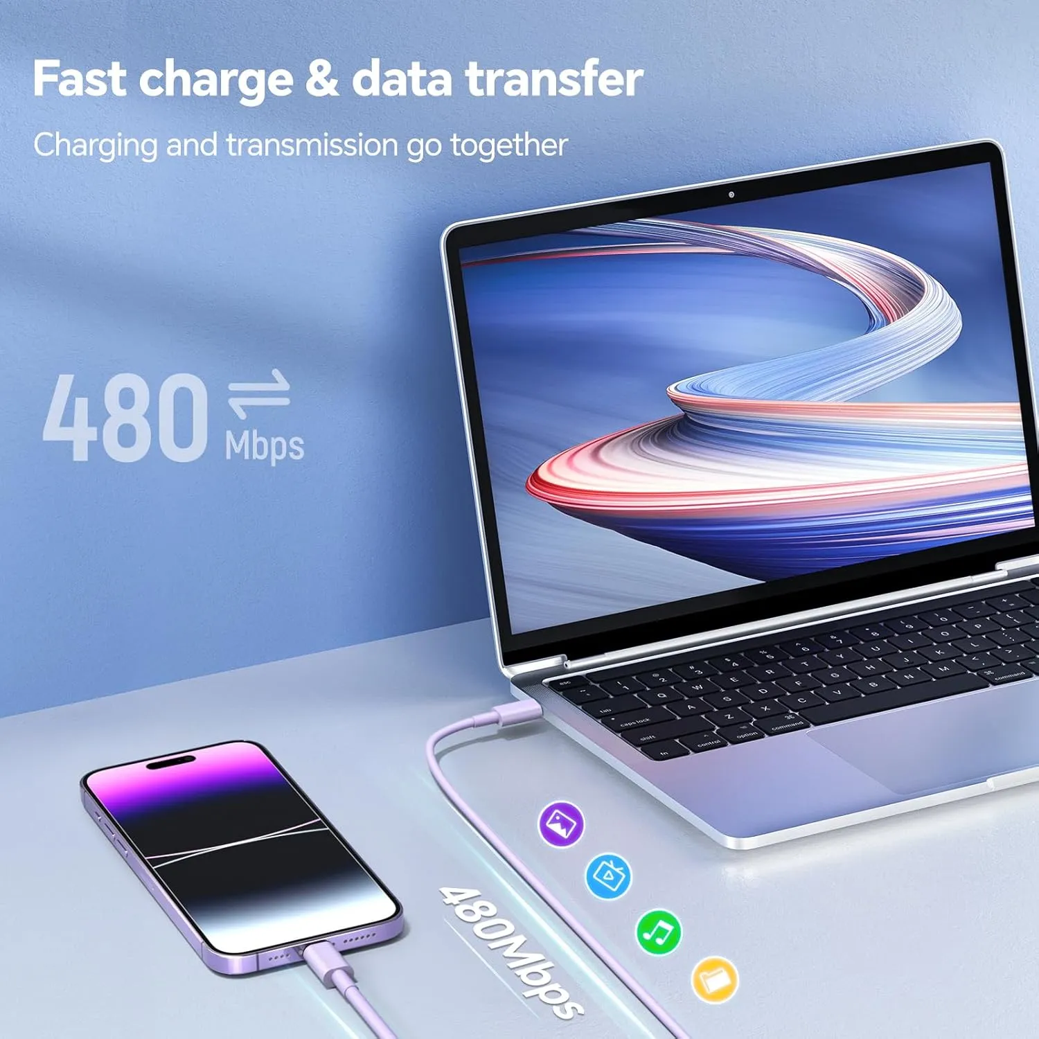 USB C Charger Compatible with i Phone Chargerr 2Pack 6/10FT Fast Charging Cable with 20W Type C Wall Phone Charger Compatible with i Phone 14/13/12/11/Pro/Pad/Pro/Max/Plus/XS/XR/X/SE/8 - Purple