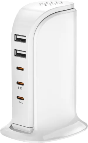 USB C Charger Multiport Upoy, Charging Station with 3 Type-C PD Charging and 2 USB Ports Total 100W, Desktop USB Charger Block Fast Charging for Mutiple Devices, Travel/Home Charger Essentials