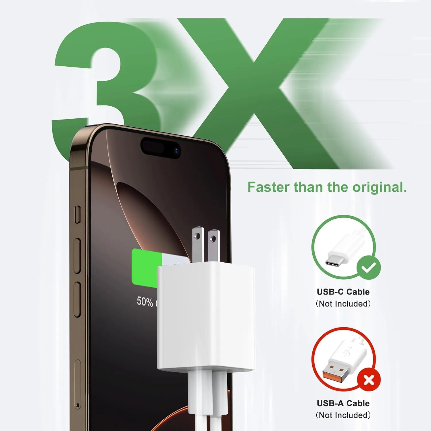 USB C Wall Charger 40W, 1 Pack Dual Port 20W PD 3.0 Type C Fast Charging Block, Durable Compact Power Adapter for iPhone 11/12/13/14/15/16/ Pro Max, AirPods4，watch10 ultra2