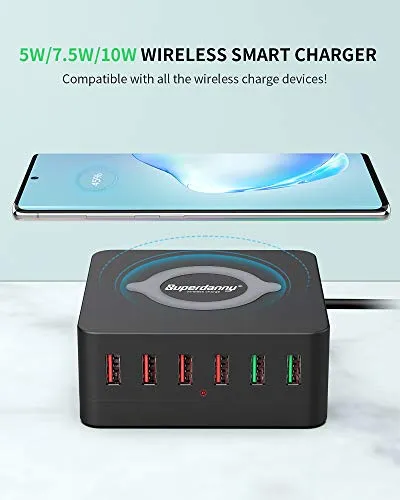 USB Fast Charger with Wireless Charging Station, SUPERDANNY