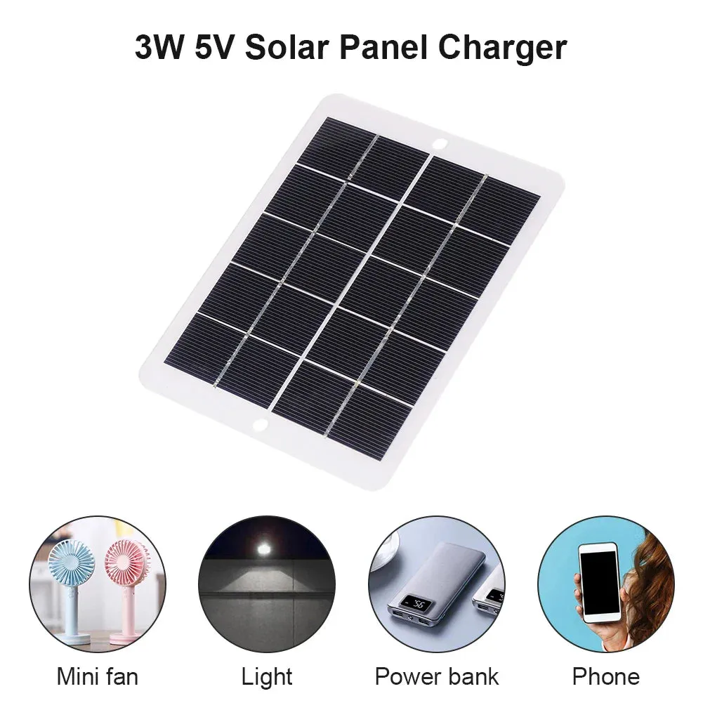 USB Solar Panel Charger 3W 5V Portable Outdoor for Mobile Power Supply