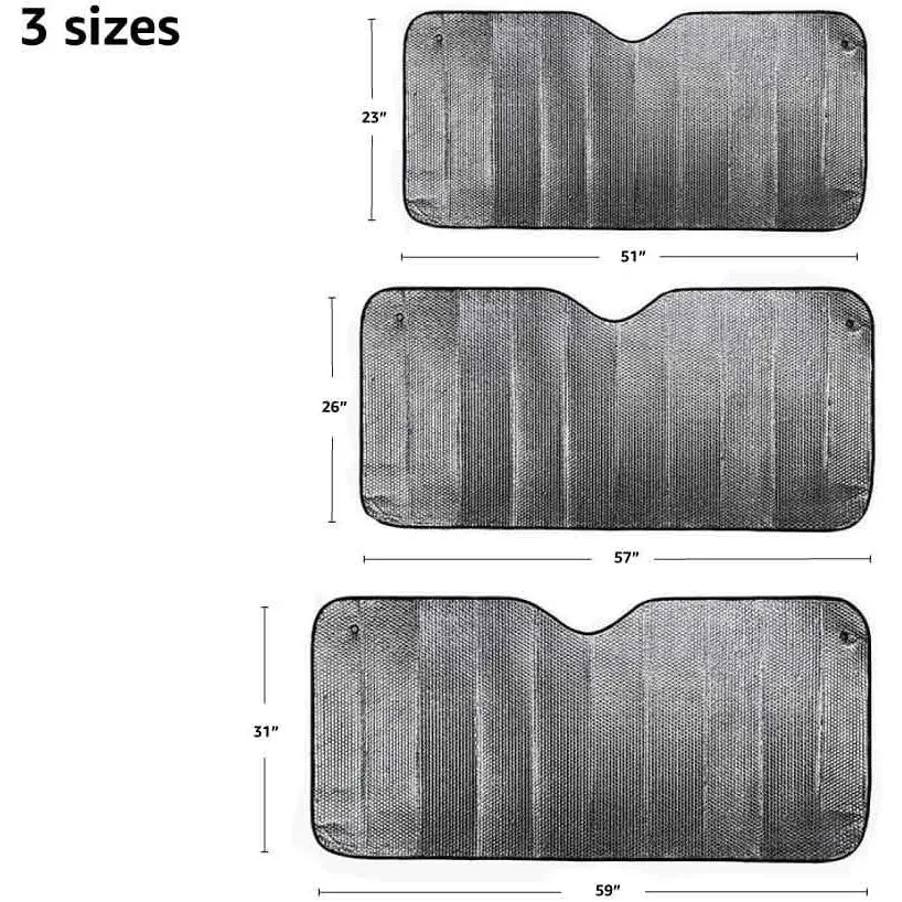UV Reflecting Foldable Front Windshield Sun Shade - 59'' x 31'', 2-MM Thickness