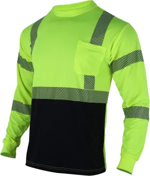 VENDACE Safety Reflective High Visibility Long Sleeve Shirts ANSI Class 3 Hi Vis Construction Work T Shirts for Men