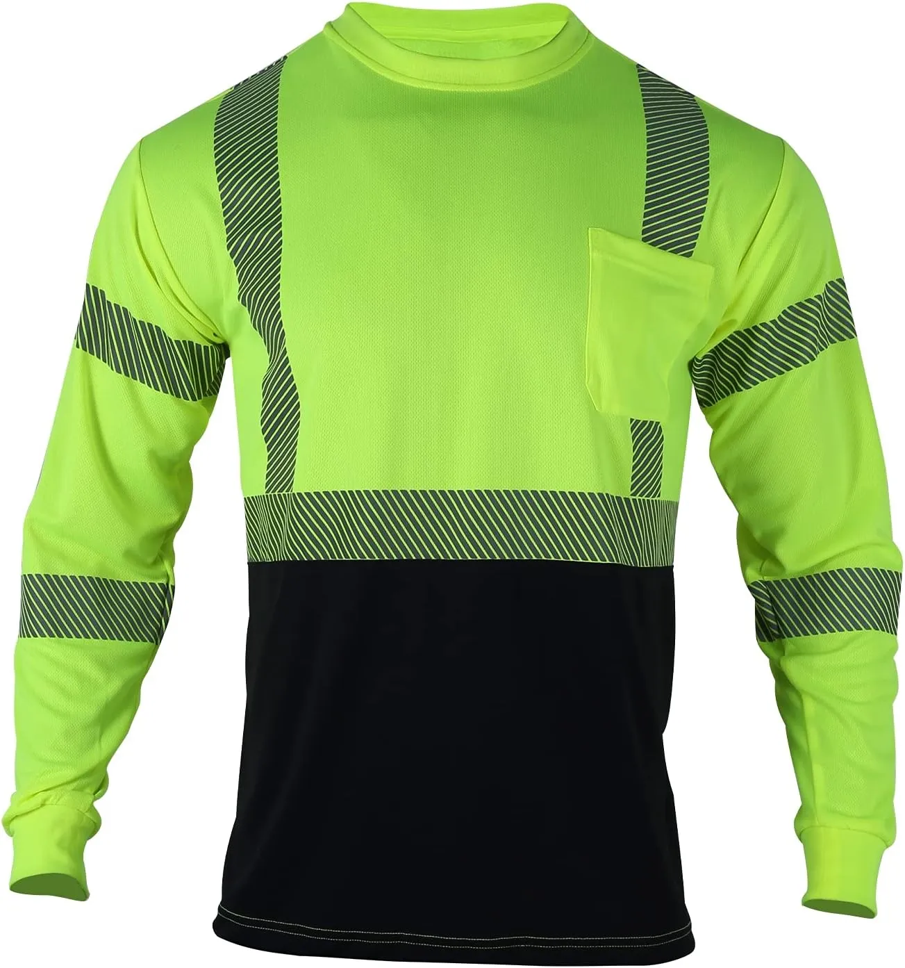 VENDACE Safety Reflective High Visibility Long Sleeve Shirts ANSI Class 3 Hi Vis Construction Work T Shirts for Men