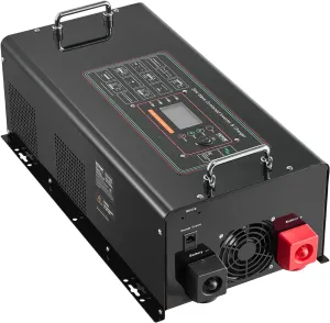 VEVOR Pure Sine Wave Inverter Charger, 5000 Watt, DC 24V to AC 120V, Battery Charger with LCD Display, Remote Control, Solar Inverter for Off-Grid Solar RV Boat Home, Compatible with Various Batteries