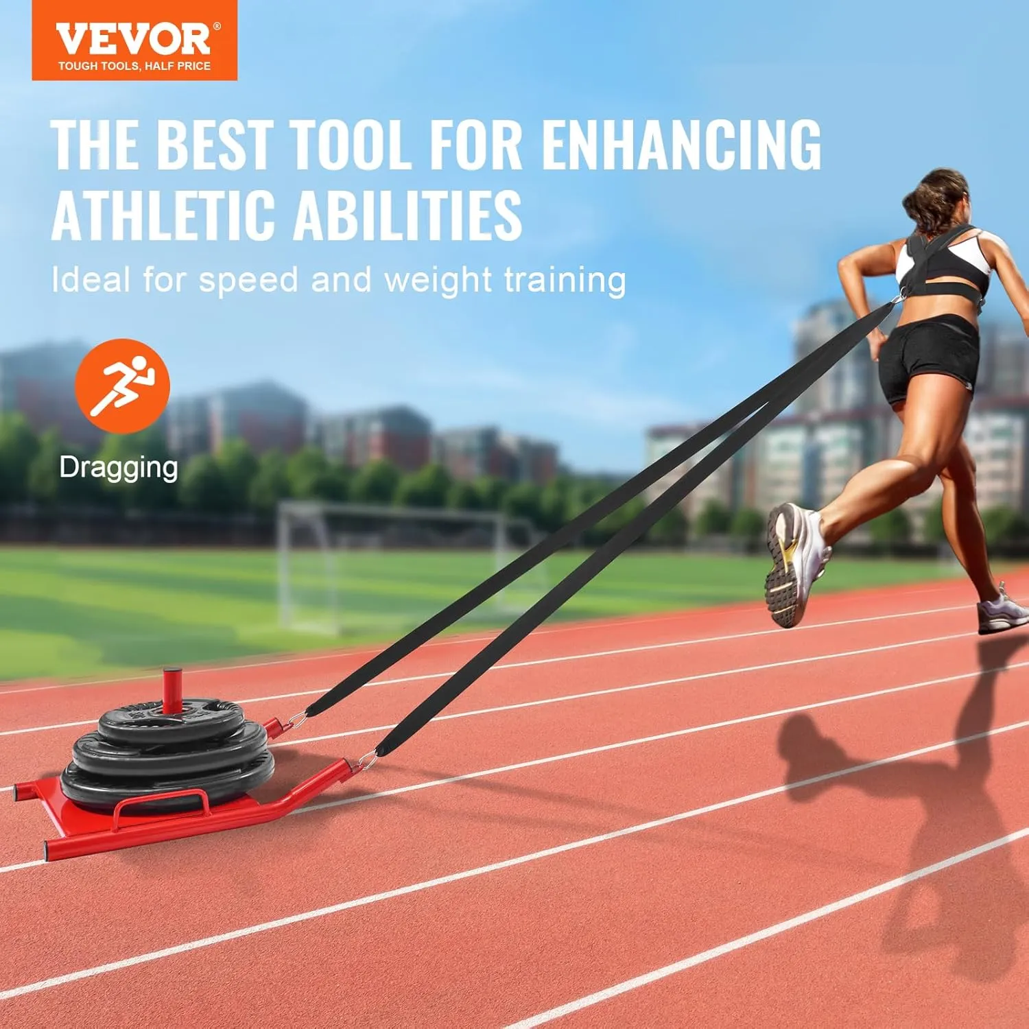 VEVOR Weight Training Pull Sled, Fitness Strength Speed Training Sled, Steel Power Sled Workout Equipment for Athletic Exercise and Speed Improvement