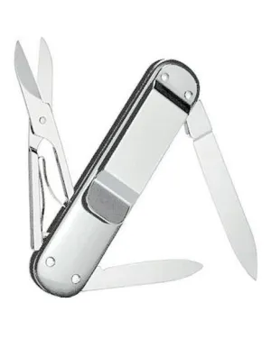 Victorinox Swiss Army Money Clip Pocket Knife - Silver Alox&#44; Smooth - 5 Tools