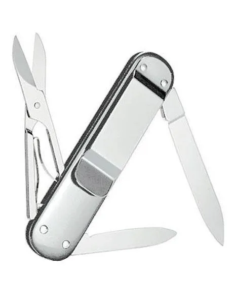 Victorinox Swiss Army Money Clip Pocket Knife - Silver Alox&#44; Smooth - 5 Tools