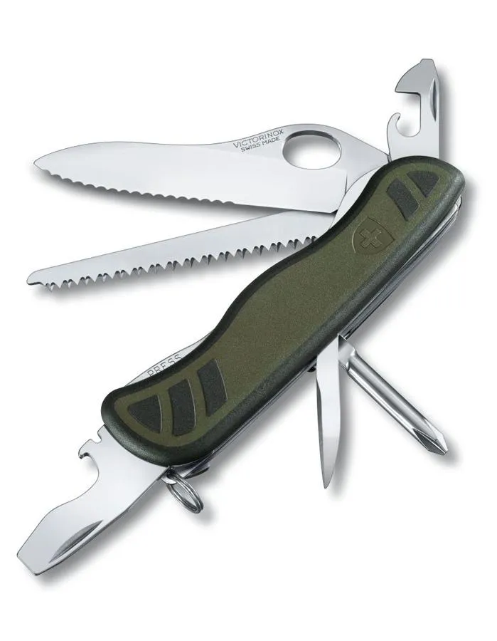 Victorinox Swiss Army Soldier Standard Issue Knife - Green / Black - 10 Tools