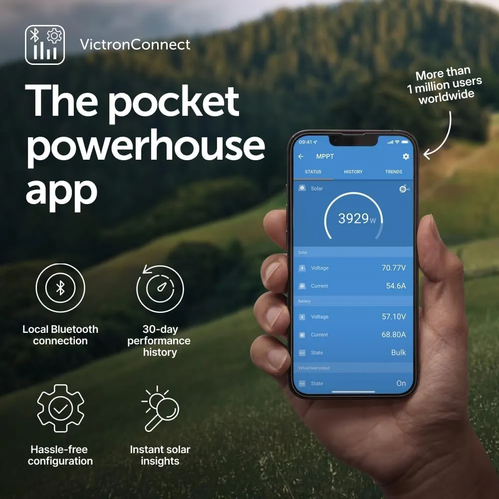 Victron Energy SmartSolar MPPT Tr VE. Can Solar Charge Controller (Bluetooth) - Charge Controllers for Solar Panels - 150V, 85 amp, 12/24/36/48-Volt
