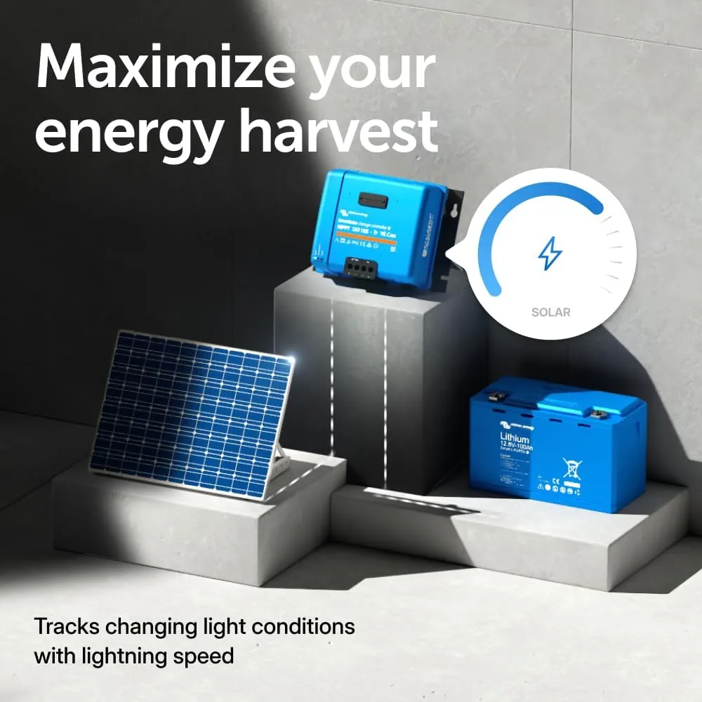 Victron Energy SmartSolar MPPT Tr VE. Can Solar Charge Controller (Bluetooth) - Charge Controllers for Solar Panels - 150V, 85 amp, 12/24/36/48-Volt