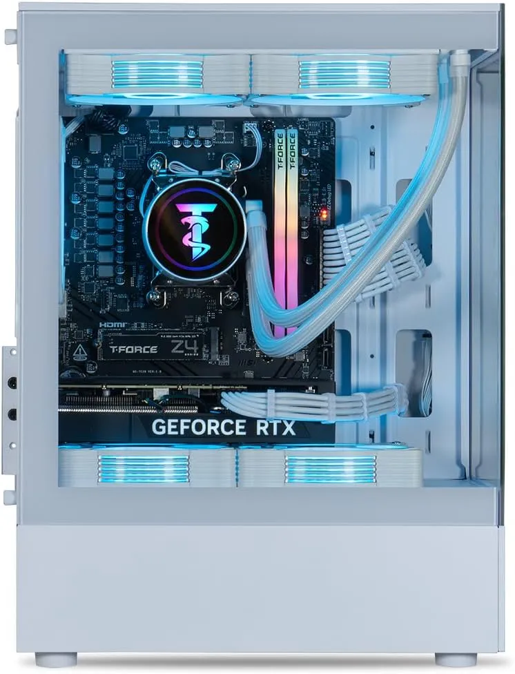 ViprTech Reaper 1.0 Liquid-Cooled PC - AMD Ryzen 7 8700F (5.0Ghz Turbo), RTX 4060 8GB, 16GB DDR5 6400, 1TB NVMe SSD, Gold PSU, VR-Ready, WiFi, BT, Win 11, Gaming Desktop Computer, White