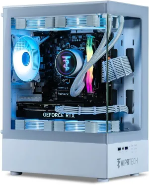 ViprTech Reaper 1.0 Liquid-Cooled PC - AMD Ryzen 7 8700F (5.0Ghz Turbo), RTX 4060 8GB, 16GB DDR5 6400, 1TB NVMe SSD, Gold PSU, VR-Ready, WiFi, BT, Win 11, Gaming Desktop Computer, White