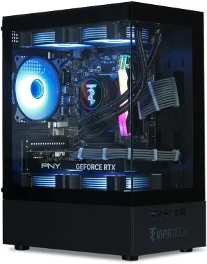 ViprTech Reaper 3.0 Liquid-Cooled PC - AMD Ryzen 7 7700 (5.3Ghz Turbo), RTX 4070 Super 12GB, 32GB DDR5 6400, 2TB NVMe SSD, 800W Gold, VR-Ready, WiFi BT, Win 11, Gaming Desktop Computer Black