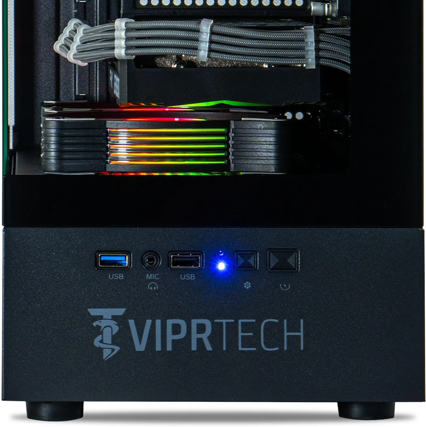 ViprTech Reaper 3.0 Liquid-Cooled PC - AMD Ryzen 7 7700 (5.3Ghz Turbo), RTX 4070 Super 12GB, 32GB DDR5 6400, 2TB NVMe SSD, 800W Gold, VR-Ready, WiFi BT, Win 11, Gaming Desktop Computer Black