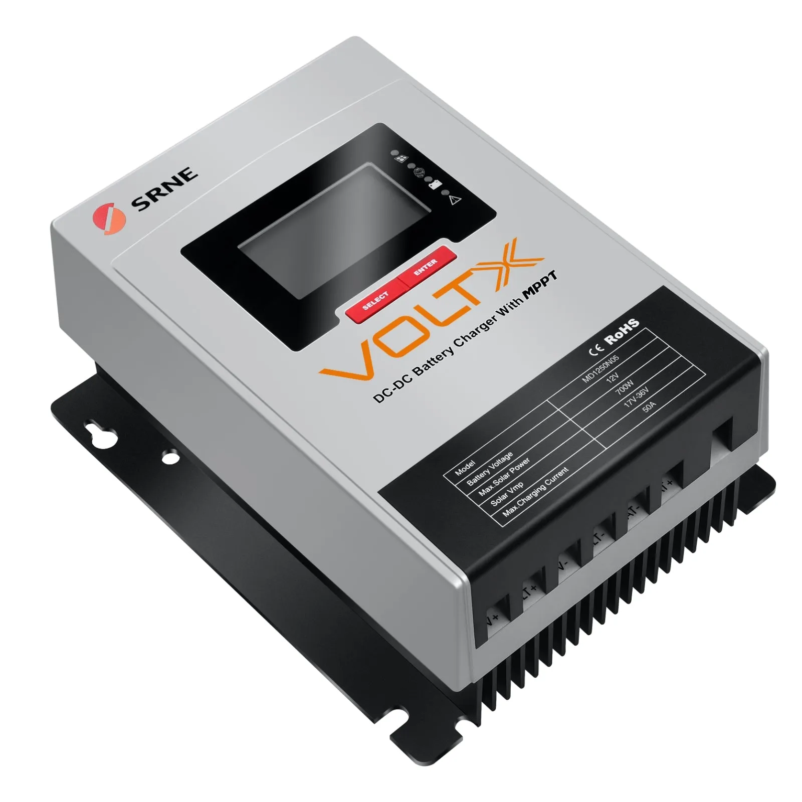 VoltX SRNE 12V 50A DC-DC MPPT LiFePO4 Battery Charger with Bluetooth