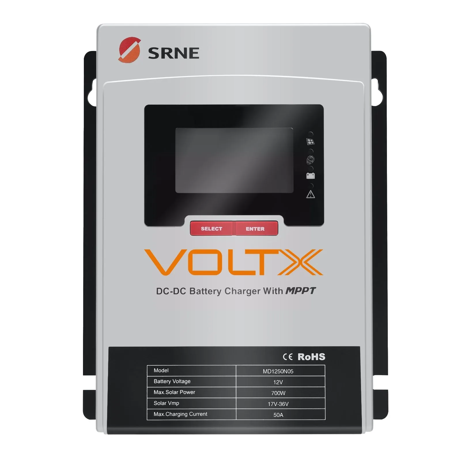 VoltX SRNE 12V 50A DC-DC MPPT LiFePO4 Battery Charger with Bluetooth