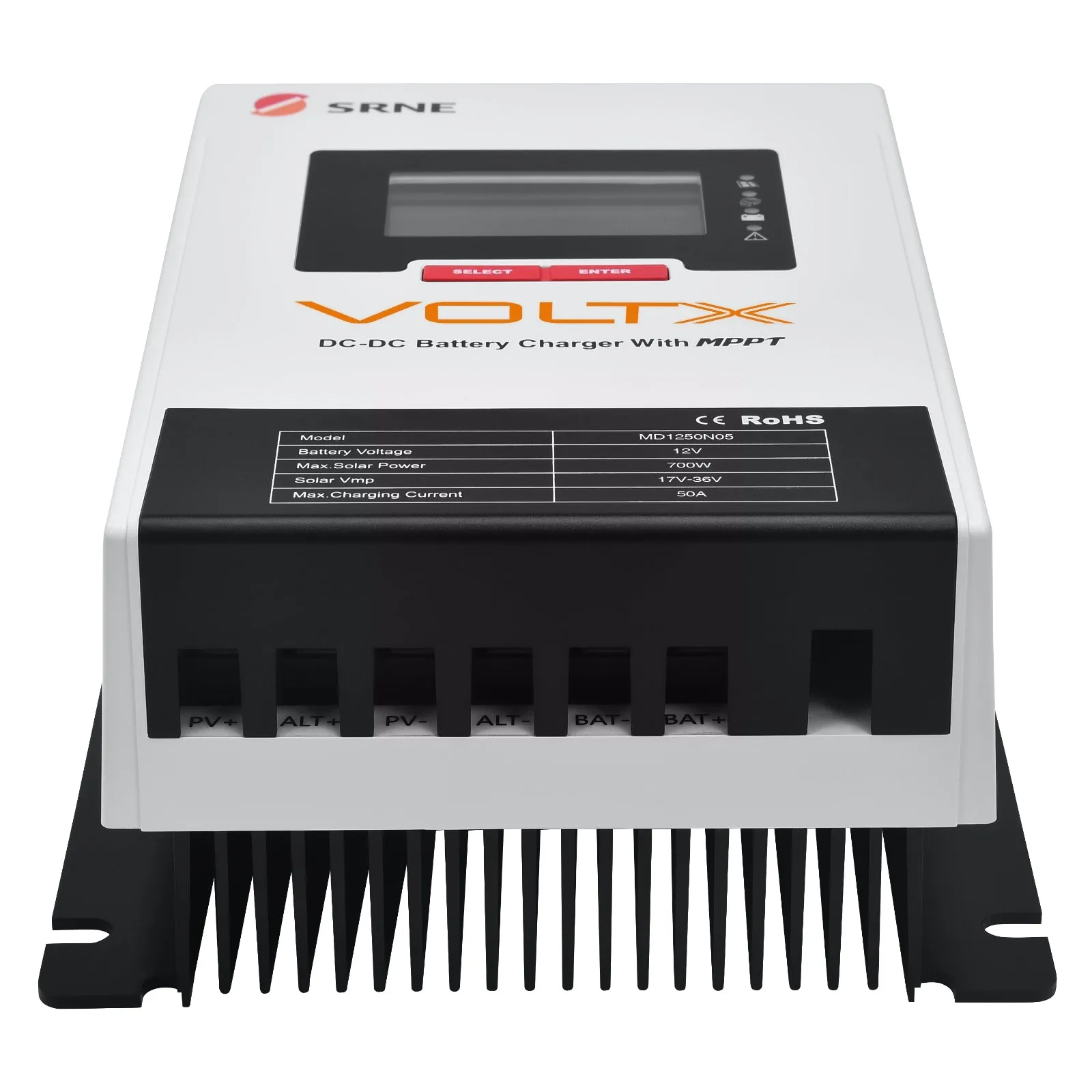VoltX SRNE 12V 50A DC-DC MPPT LiFePO4 Battery Charger with Bluetooth